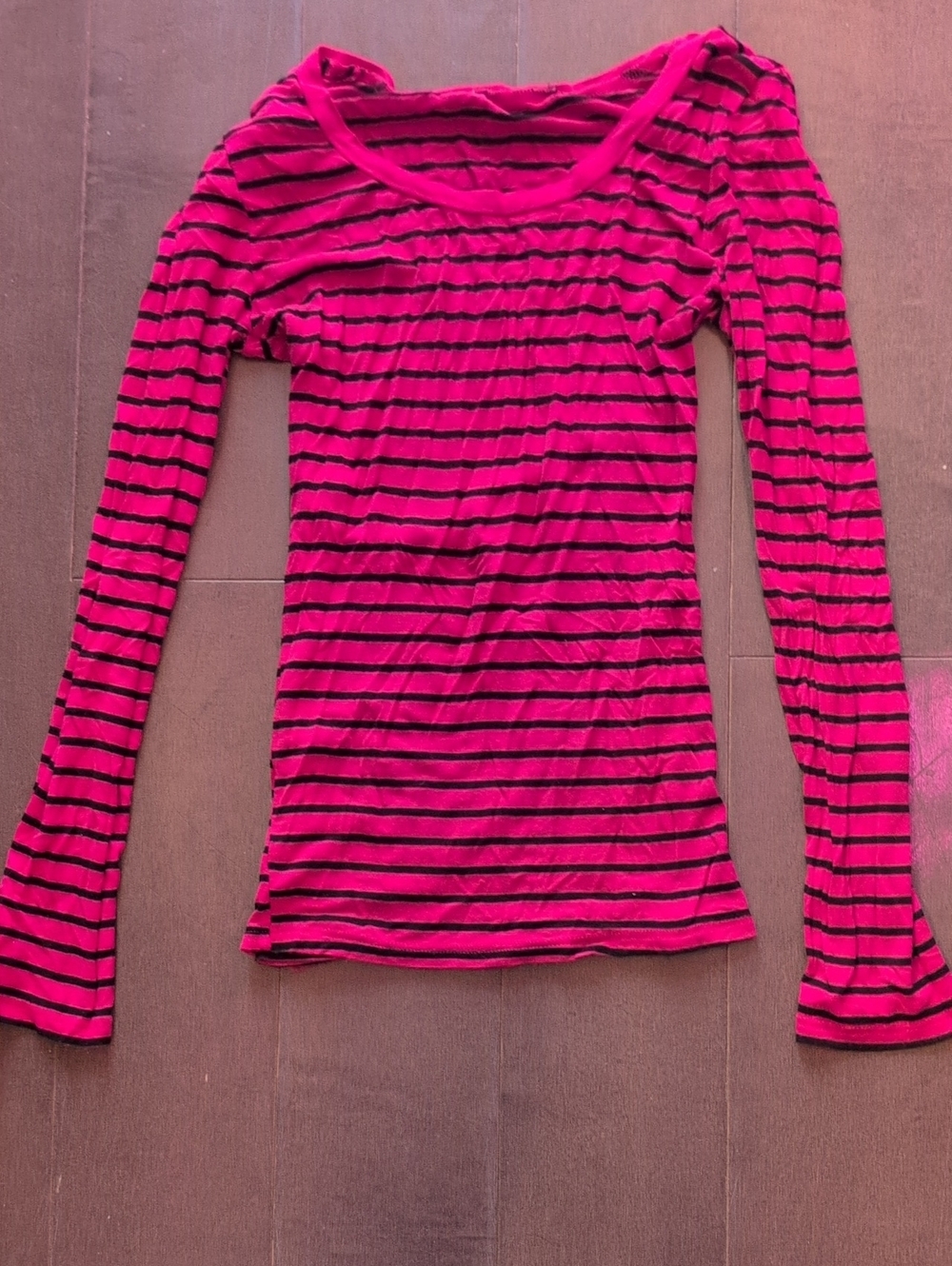H&M Red & Black Striped Long-Sleeve Top